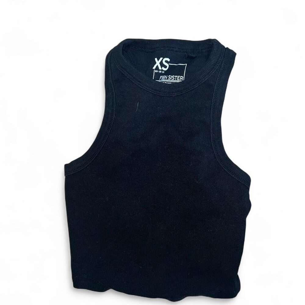 Black Ribbed Women's Teen Tank Top